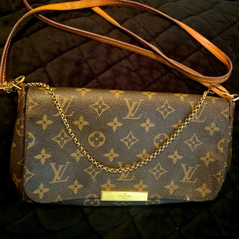 Brown and Gold Chain Shoulder Bag